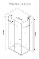 Glaswerk Westfalen - Anna 90x75x195 cm Corner Shower Enclosure