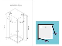 Glaswerk Westfalen - Mampara de ducha esquinera Sofia de 100x90x195 cm con plato