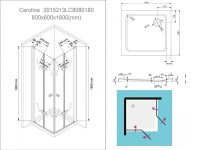 Glaswerk Westfalen- Caroline 80x80x180cm Eck Duschkabine+DT