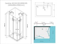 Glaswerk Westfalen - Cabine de douche dangle Caroline 100x90x195 cm incl. douche Receveur de douche