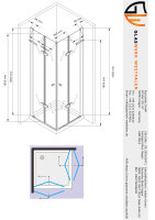 Glaswerk Westfalen- Caroline 90x90x195cm Eck Duschkabine+DT