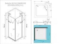 Glaswerk Westfalen- Isabella 80x80x195cm Eck Duschkabine+DT
