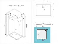 Glaswerk Westfalen- Anna 90x75x195cm Eck Duschkabine+DT