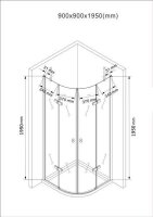 Glaswerk Westfalen- Freja 90x90x195cm Viertelkreis Duschkabine inkl DT
