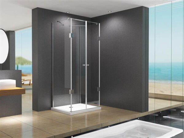 Glaswerk Westfalen - Mampara de ducha en forma de U Emma de 75x90x75 cm con plato de ducha