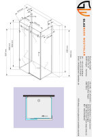 Glaswerk Westfalen - Ida 90x120x90x195cm U Duschkabine Schiebesystem+DT