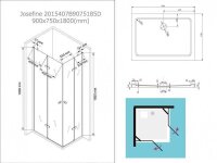 Glaswerk Westfalen - Hoekdouchecabine 90x75x180 cm, helder glas, incl. douchebak/sifon