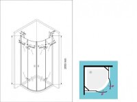 Glaswerk Westfalen- Freja 90x90x195cm Viertelkreis Duschkabine + DT+S
