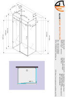 Glaswerk Westfalen - U Duschkabine Schiebetür Ida 80x120x80x195 cm 8mm+DT+S