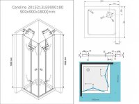 Glaswerk Westfalen - Caroline 90x90x180 cm Corner Shower Enclosure incl. Tray / Siphon