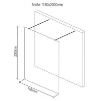 Glaswerk Westfalen - LiLy 118x200 cm Walk-in Shower, Satin Finish, Center, 2x Supports, Square