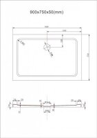 Glaswerk Westfalen - Receveur de douche plat en acrylique 90x75 cm