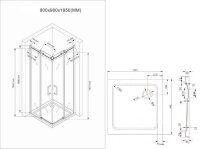 Glaswerk Westfalen-Lina 90x90x195cm Eck Duschkabine Schiebesystem+DT+S