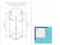 Glaswerk Westfalen - Sofia 100x100x195 cm Boxdoccia angolare con piatto doccia/sifone