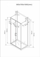 Glaswerk Westfalen - Nora 75x90x75x195 cm U Duschkabine Klarglas