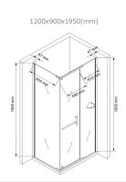 Glaswerk Westfalen - Clara 120x90x195 cm Corner Shower Enclosure Satin Finish Side Entry