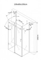Glaswerk Westfalen - Ida Mampara de ducha corredera en forma de U de 100x80x195 cm