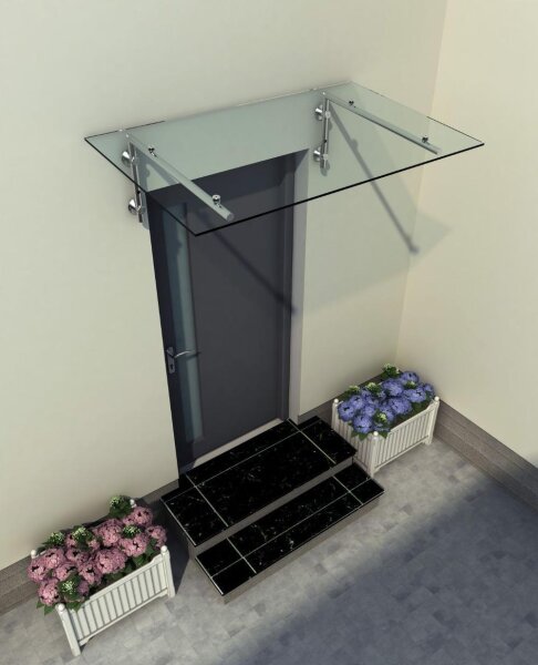 Glaswerk Westfalen - (L) 150x90 cm klar Glasvordach inkl. Halter