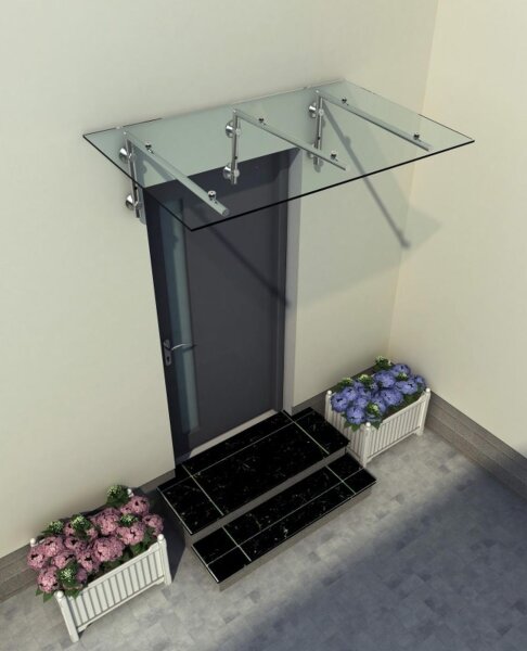 Glaswerk Westfalen - (3L) 200x90 cm klar Glasvordach inkl. Halter