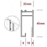 Glaswerk Westfalen - Profilo in alluminio con profilo a U 2000x21x47mm per pareti in vetro