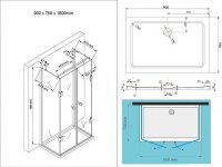 Glaswerk Westfalen - Emma 75x90x75x180 cm U-shaped shower...
