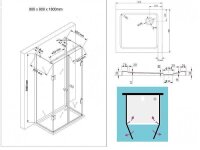 Glaswerk Westfalen - Emma 90x90x90x180 cm U-shaped shower...