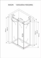 Glaswerk Westfalen - Cabina doccia angolare Ela 120x90x195 cm con porta scorrevole e piatto doccia