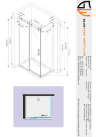 Glaswerk Westfalen- Ela 100x90x195cm Eck Duschkabine Schiebetür+DT