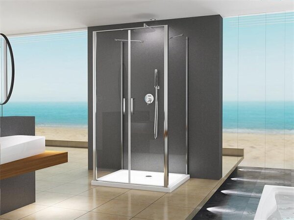 Glaswerk Westfalen - Mampara de ducha en forma de U Nora de 90x80x90 cm, cristal transparente