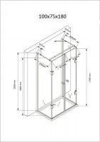 Glaswerk Westfalen- Emma  75x100x75x180cm U Duschkabine