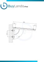 Glaswerk Westfalen - (3LB) 230x90 cm, Auvent en verre gris, support incl.