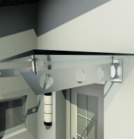 Glaswerk Westfalen - (S) 200x90 cm Milchglas Glasvordach inkl. Halter