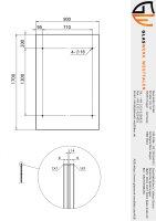 Glaswerk Westfalen - (L) 170x90 cm klar Glasvordach inkl. Halter