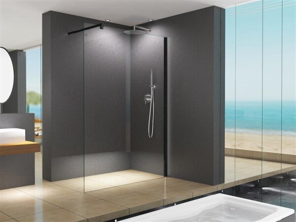 Glaswerk Westfalen - Parete doccia walk-in LiLy 120x200 cm, vetro trasparente, nero
