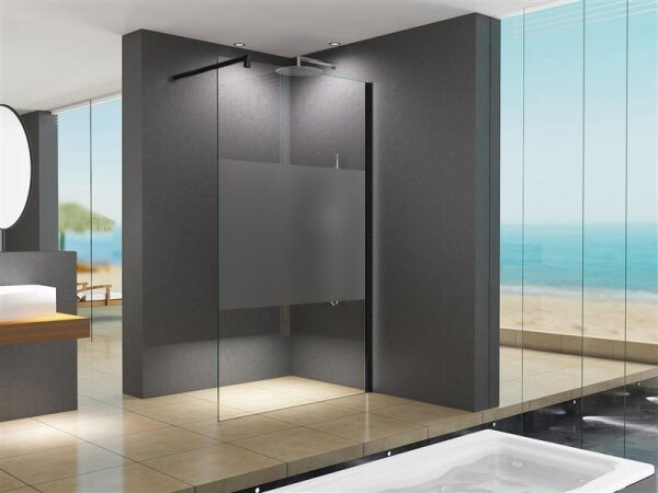 Glaswerk Westfalen - Paroi de douche à litalienne LiLy 140x200 cm, centre noir satiné