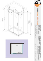 Glaswerk Westfalen - Ela 120x80x195cm Eck Duschkabine Schiebetür +DT+S