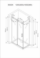 Glaswerk Westfalen- Ela 120x80x195cm Eck Duschkabine Schiebetür+DT+S