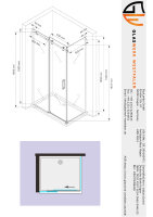 Glaswerk Westfalen - Ela 120x90x195cm Eck Duschkabine Schiebetür +DT+S