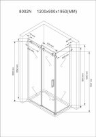 Glaswerk Westfalen- Ela 120x90x195cm Eck Duschkabine Schiebetür+DT+S