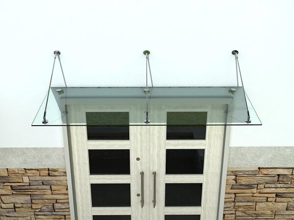 Glaswerk Westfalen - (3STB) 230x90 cm klar Glasvordach inkl. Halter