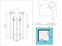 Glaswerk Westfalen- Caroline 80x80x195cm Eck Duschkabine+DT