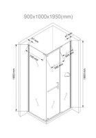 Glaswerk Westfalen- Clara 100x90x195cm Eck Duschkabine Satiniert+DT