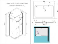 Glaswerk Westfalen- Clara 100x90x195cm Eck Duschkabine Satiniert+DT