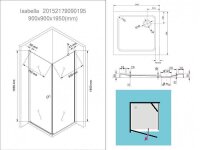 Glaswerk Westfalen- Isabella 90x90x195cm Eck Duschkabine+DT