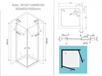 Glaswerk Westfalen- Sofia 90x90x195cm Eck Duschkabine inkl DT