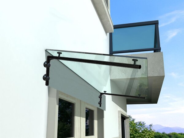 Glaswerk Westfalen - (L) 190x90 cm klar Glasvordach inkl. Halter SW