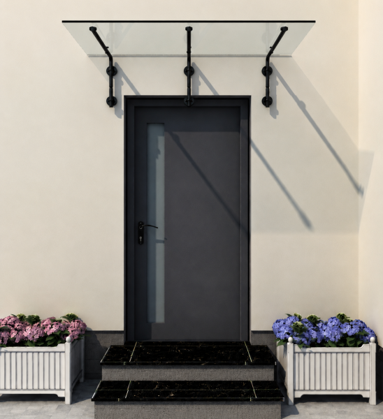 Glaswerk Westfalen - (3L) 200x90 cm klar Glasvordach inkl. Halter SW