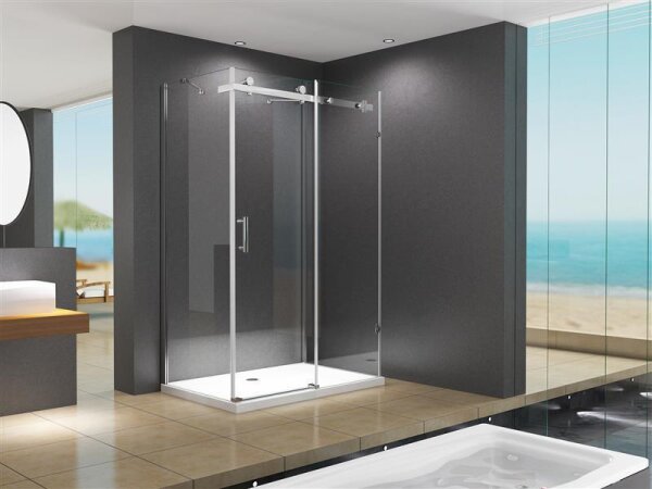 Glaswerk Westfalen - (S) Auvent en verre gris 200x90 cm incl. support noir