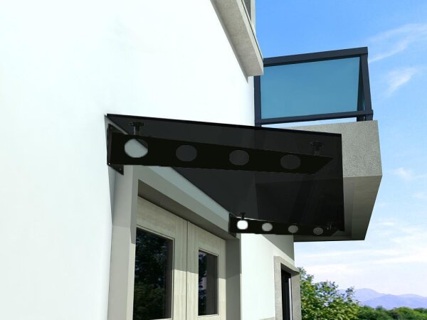 Glaswerk Westfalen - (S) 200x90 cm Grauglas Glasvordach inkl. Halter SW