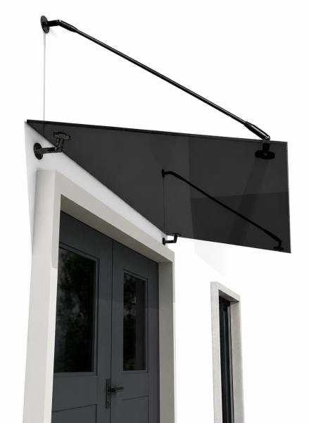 Glaswerk Westfalen - (STR) 120x90 cm Grauglas Glasvordach inkl. Halter SW